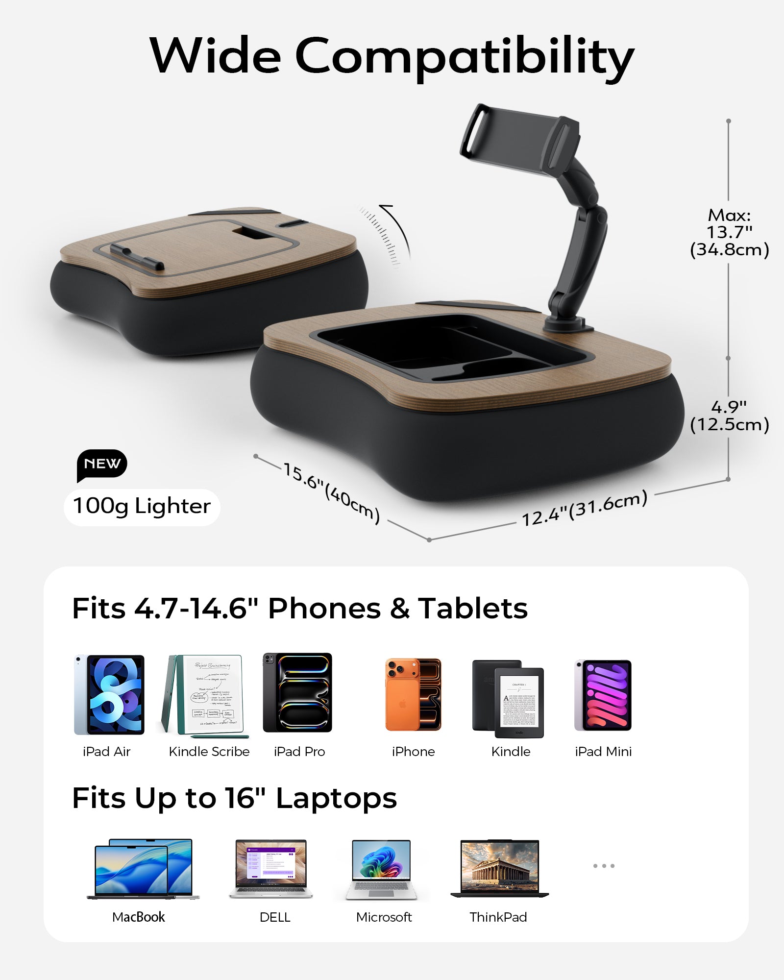 2-in-1 Lap Desk & Kindle Pillow Stand