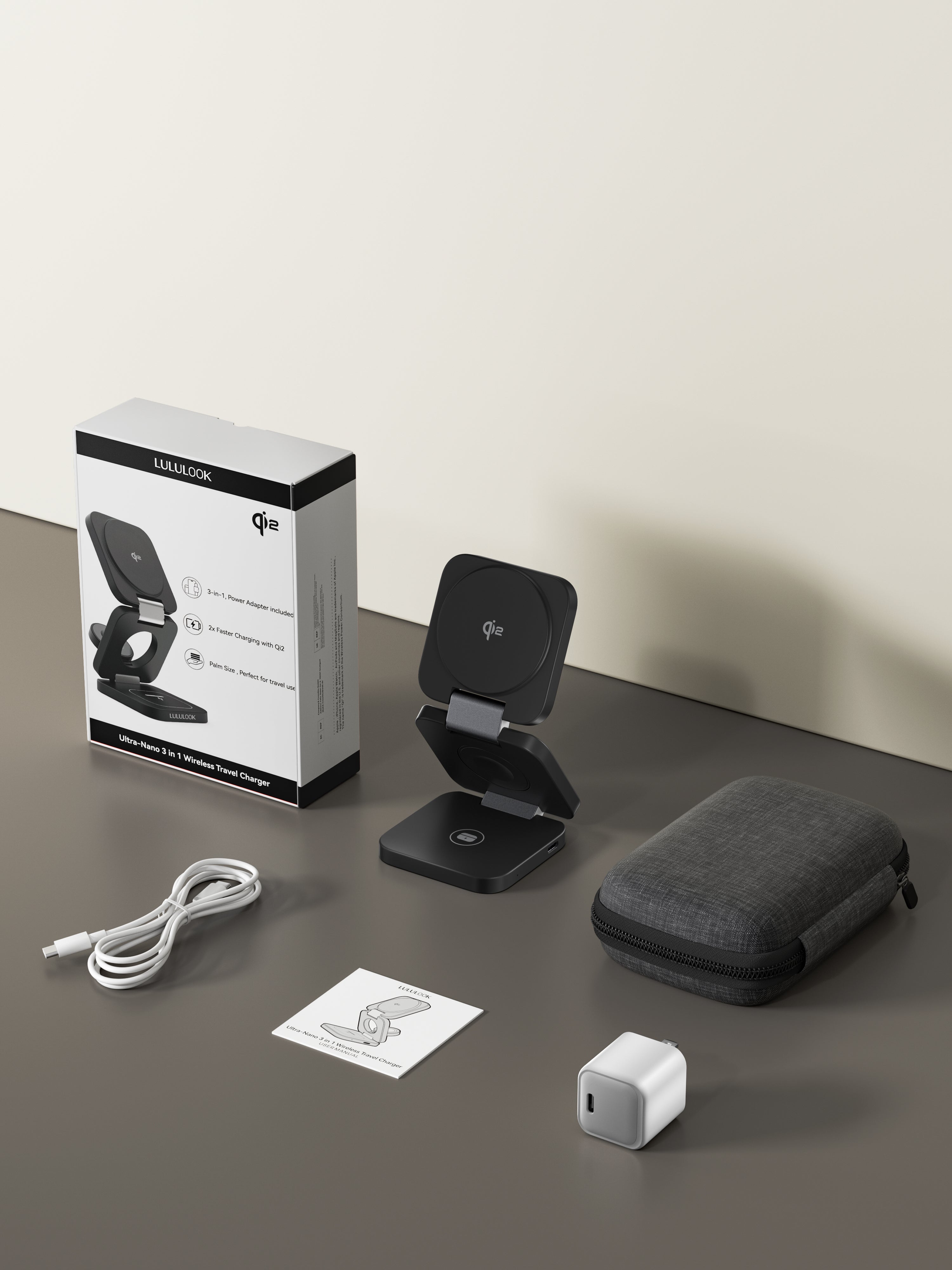 Ultra-Nano Qi2 3 in 1 Wireless Travel Charger for Apple