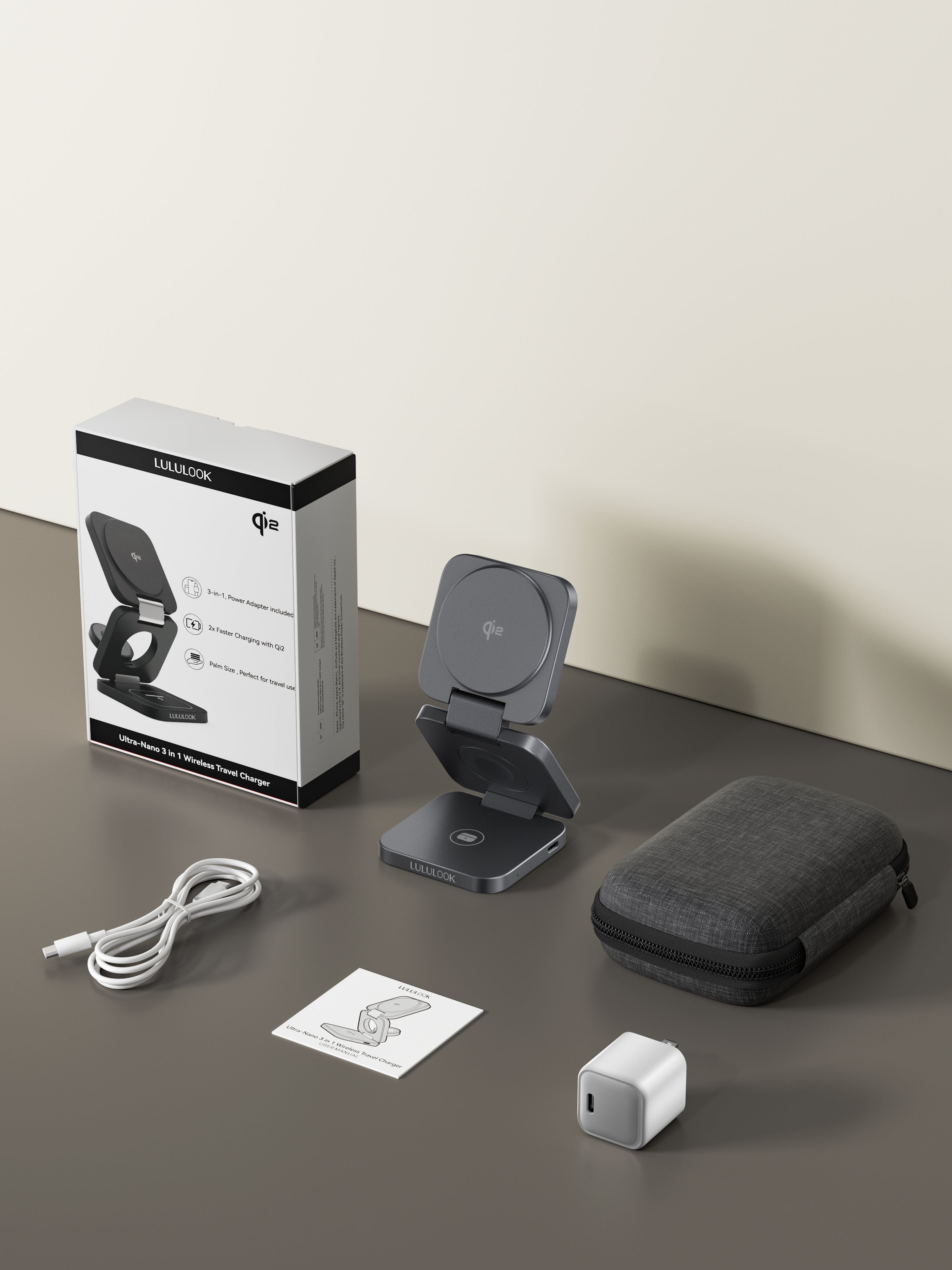 Ultra-Nano Qi2 3 in 1 Wireless Travel Charger for Apple