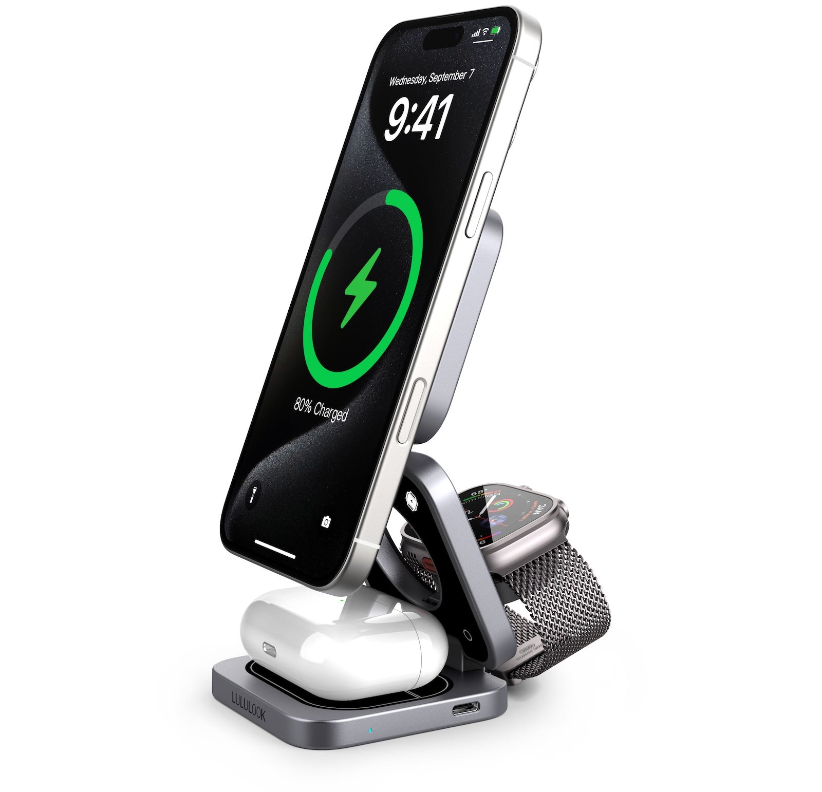 Ultra-Nano Qi2 Foldable Magnetic Wireless Charging Stand for Apple
