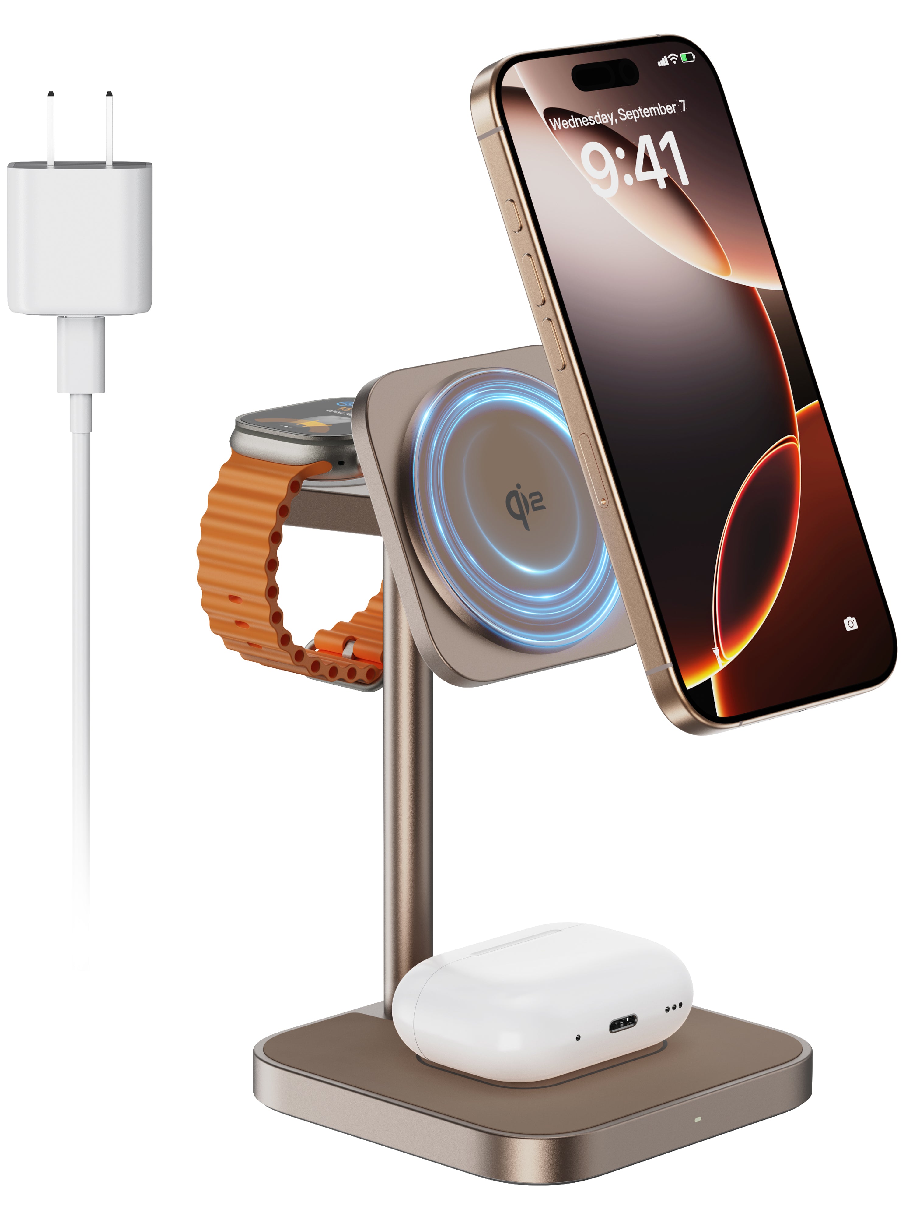 Ultra-Rise Qi2 3 in 1 Wireless Charging Station for Apple