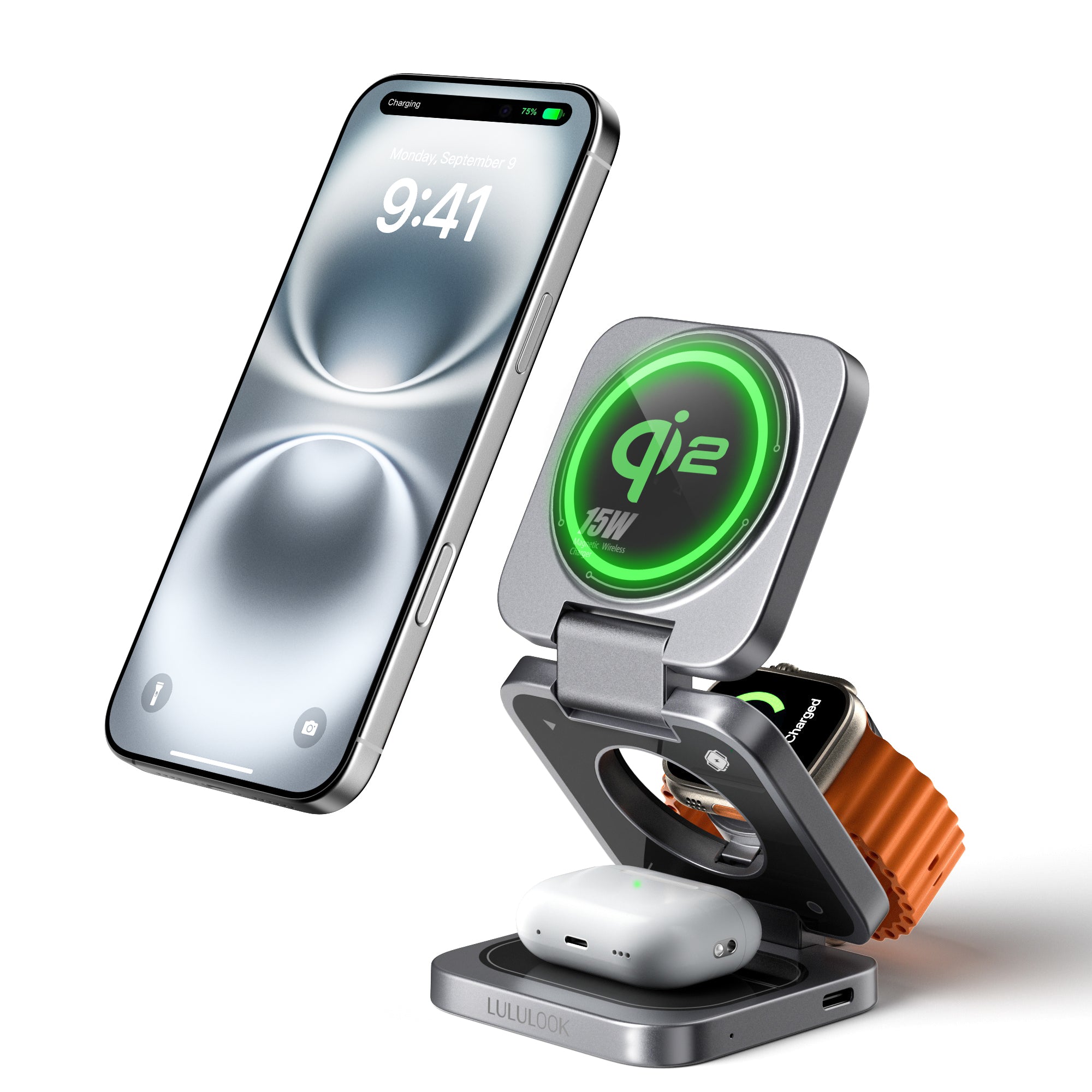 Qi2 + MFI Certified Wireless Charging Station for Apple
