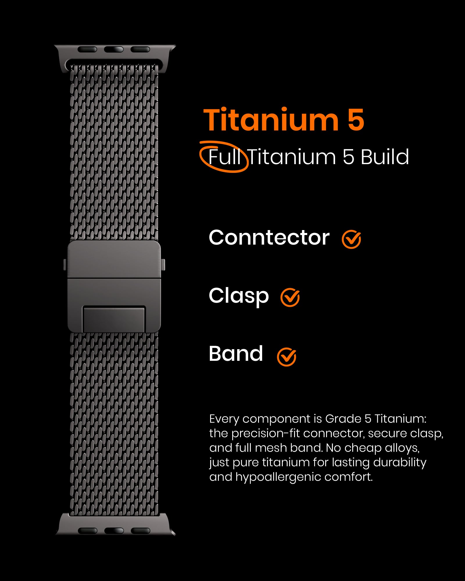 Titanium Milanese Band - Grade 5 Edition
