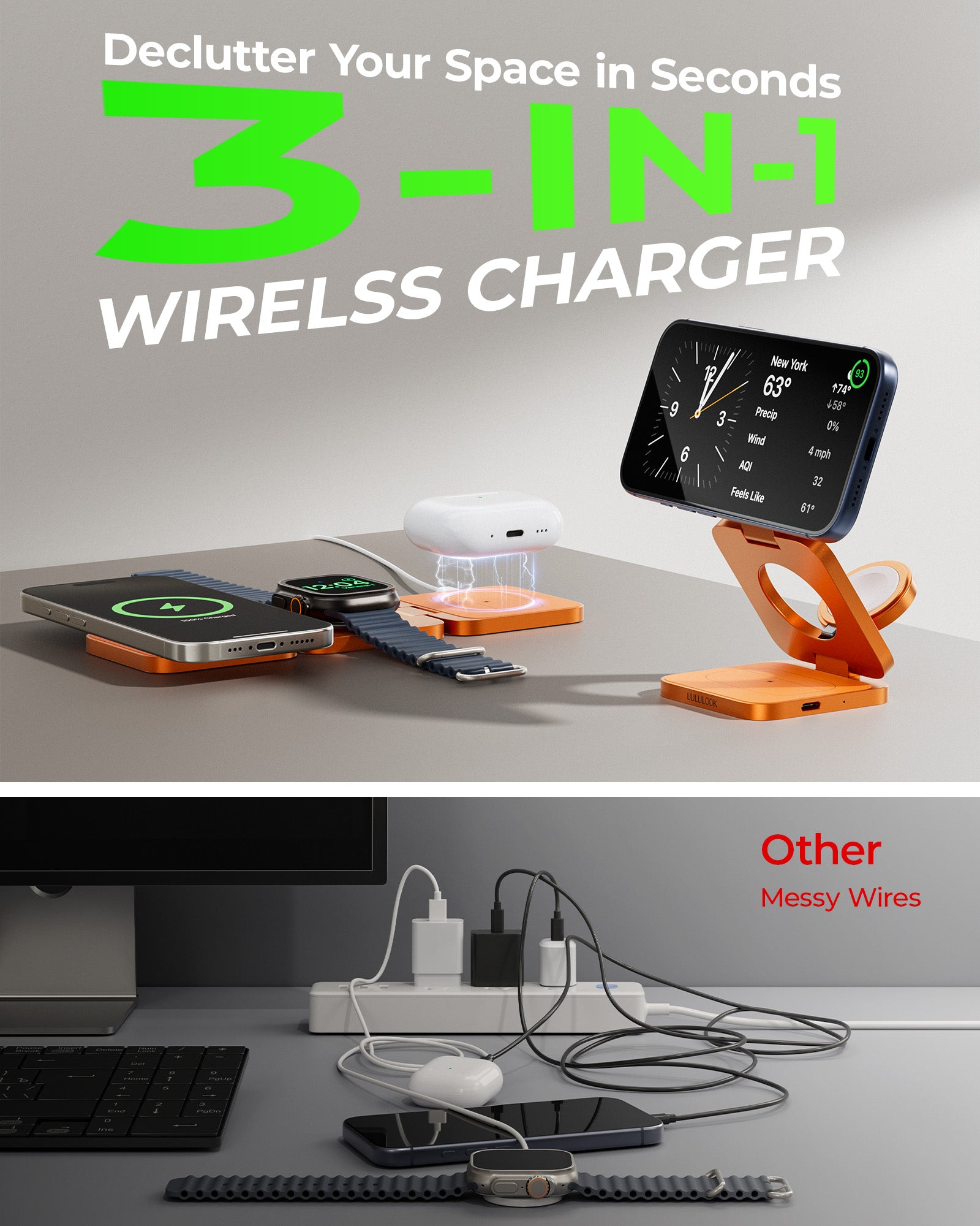 Qi2.2 25W Aluminum 3-in-1 Foldable Charging Station