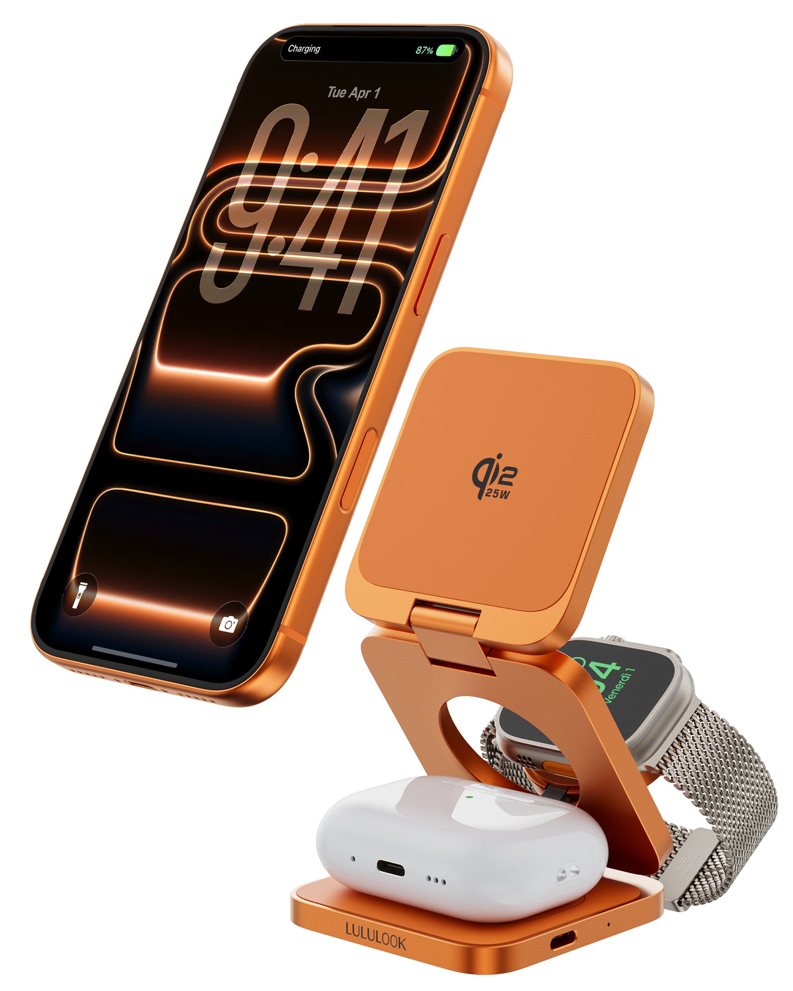 LULULOOK Qi2.2 25W Aluminum 3-in-1 Foldable Magnetic Charger