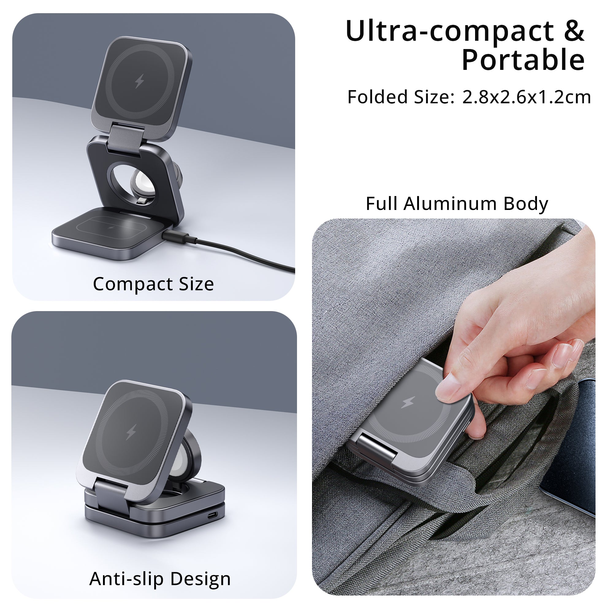 Ultra-Nano 3-in-1 Magnetic Wireless Charger for Apple