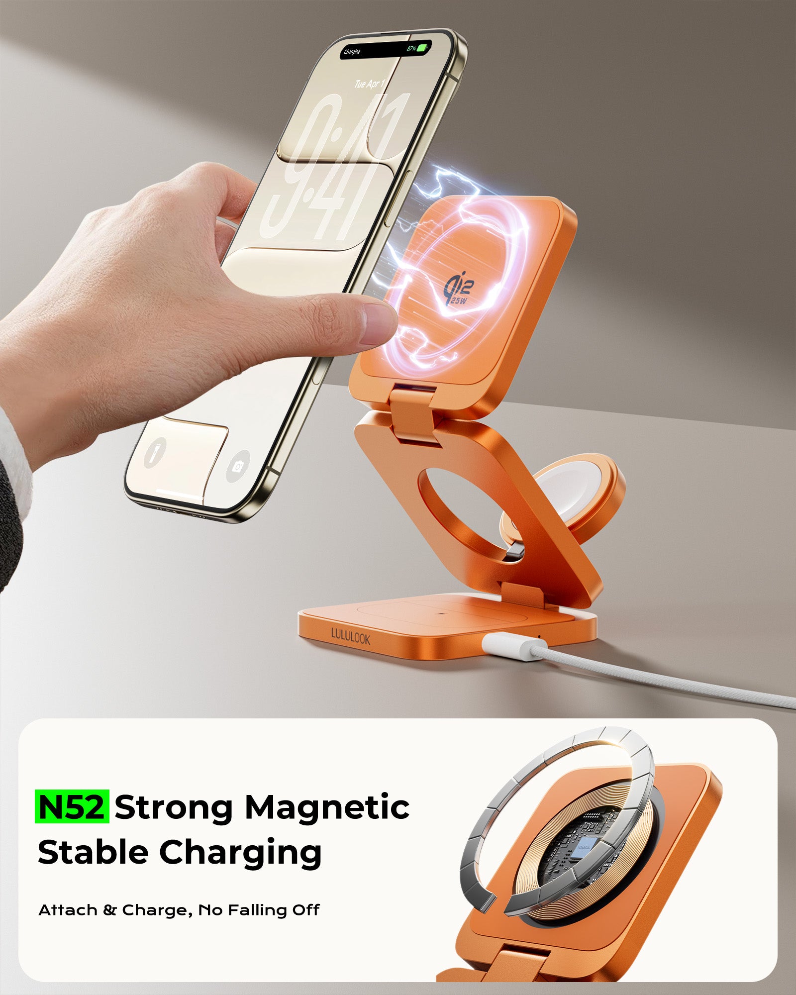 Qi2.2 25W Aluminum 3-in-1 Foldable Charging Station