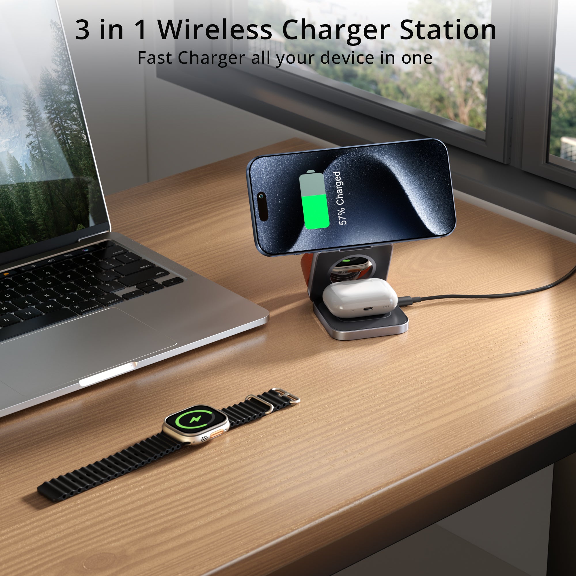 Ultra-Nano 3-in-1 Magnetic Wireless Charger for Apple