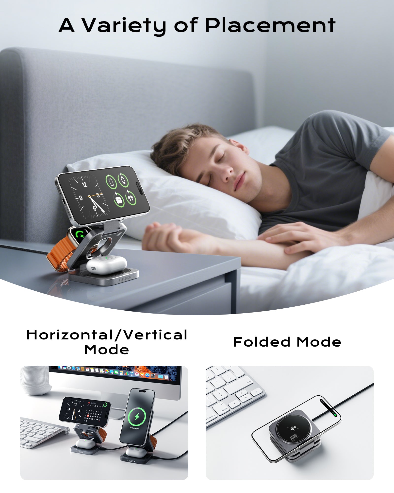 Qi2 + MFI Certified Wireless Charging Station for Apple
