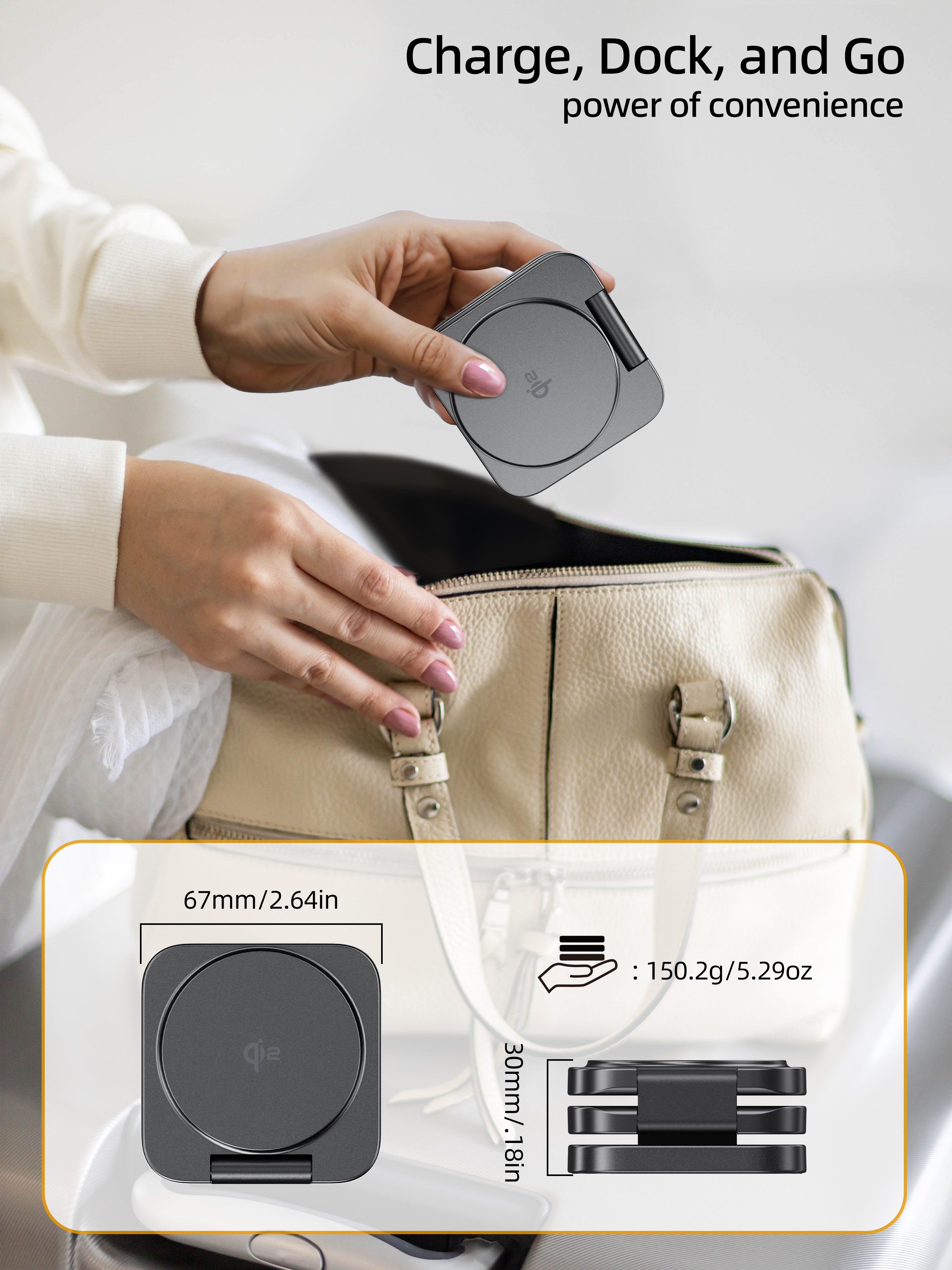 Ultra-Nano Qi2 3 in 1 Wireless Travel Charger for Apple