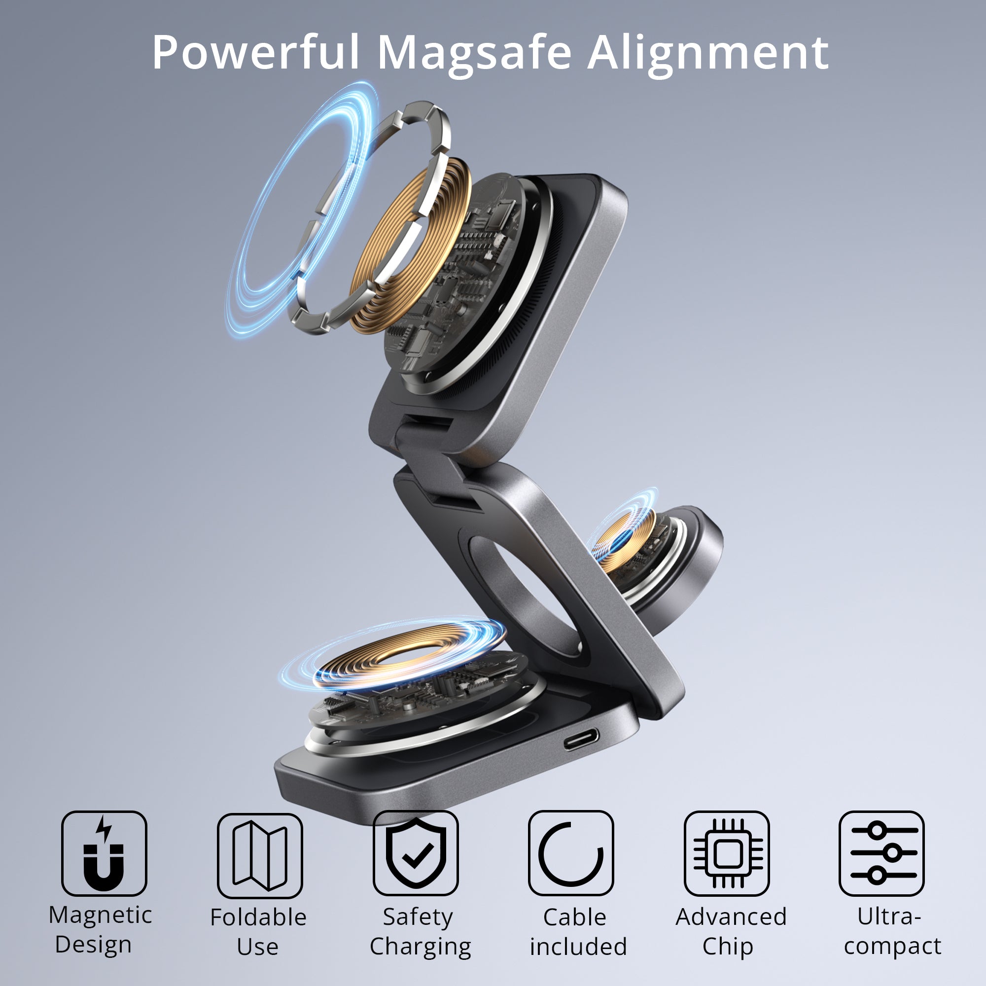 Ultra-Nano 3-in-1 Magnetic Wireless Charger for Apple