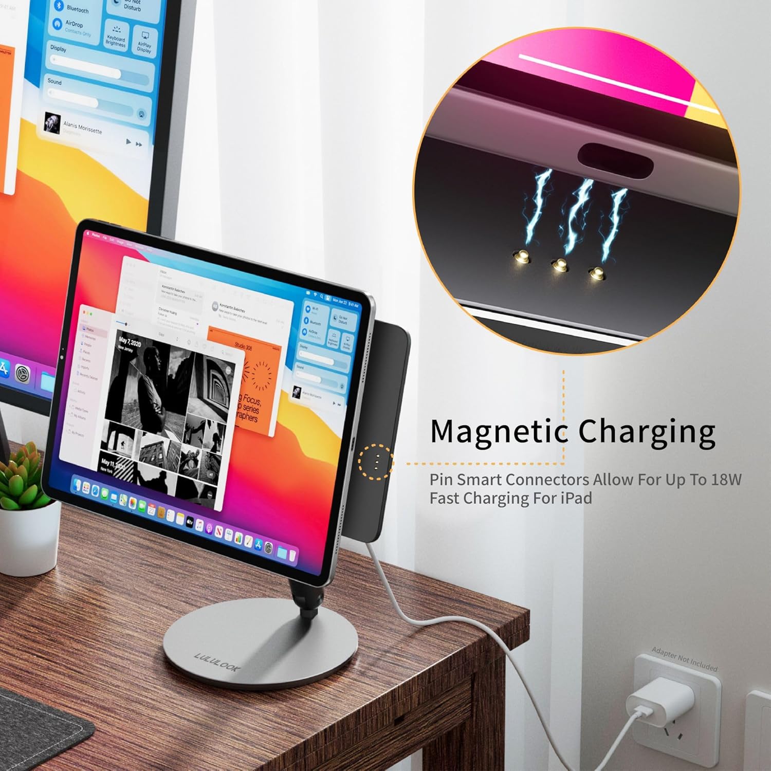 360 Rotating Foldable Magnetic iPad Charging Stand