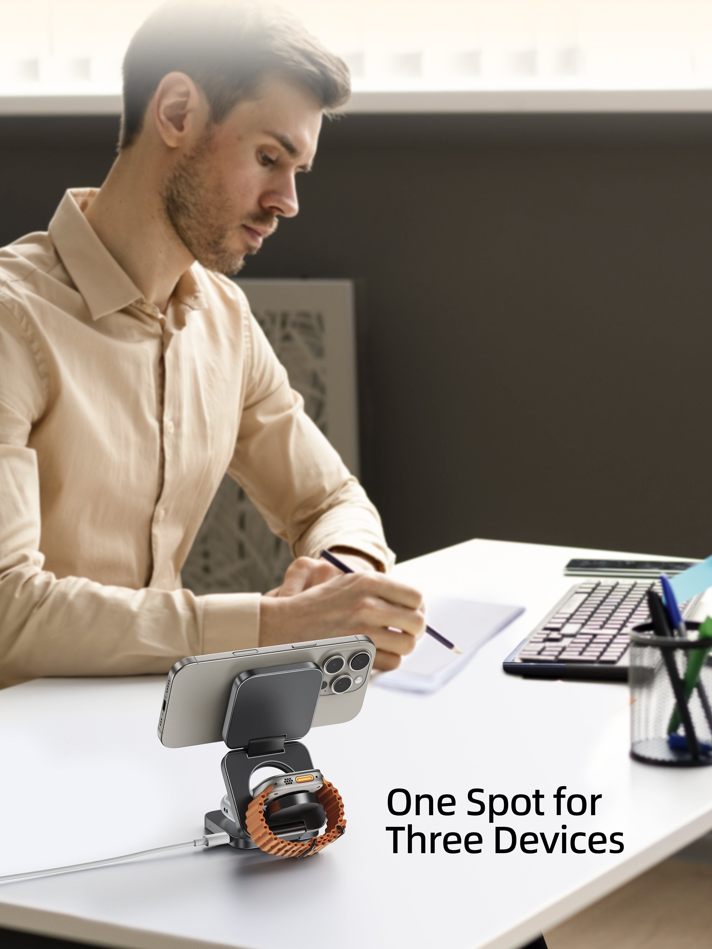 Ultra-Nano Qi2 3 in 1 Wireless Travel Charger for Apple