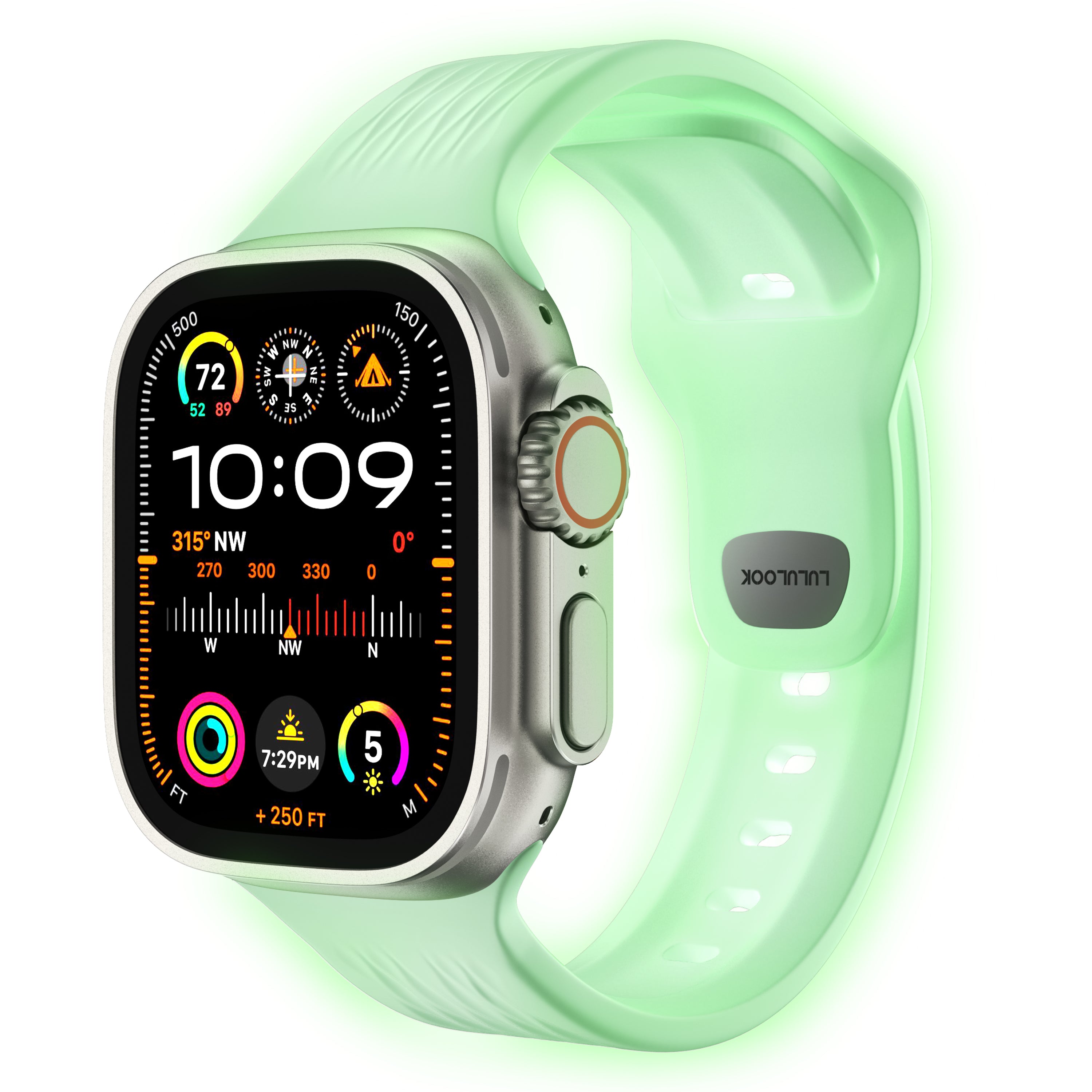 Green Light Up Apple Watch Band Active Sport Band 49mm/46mm/45mm