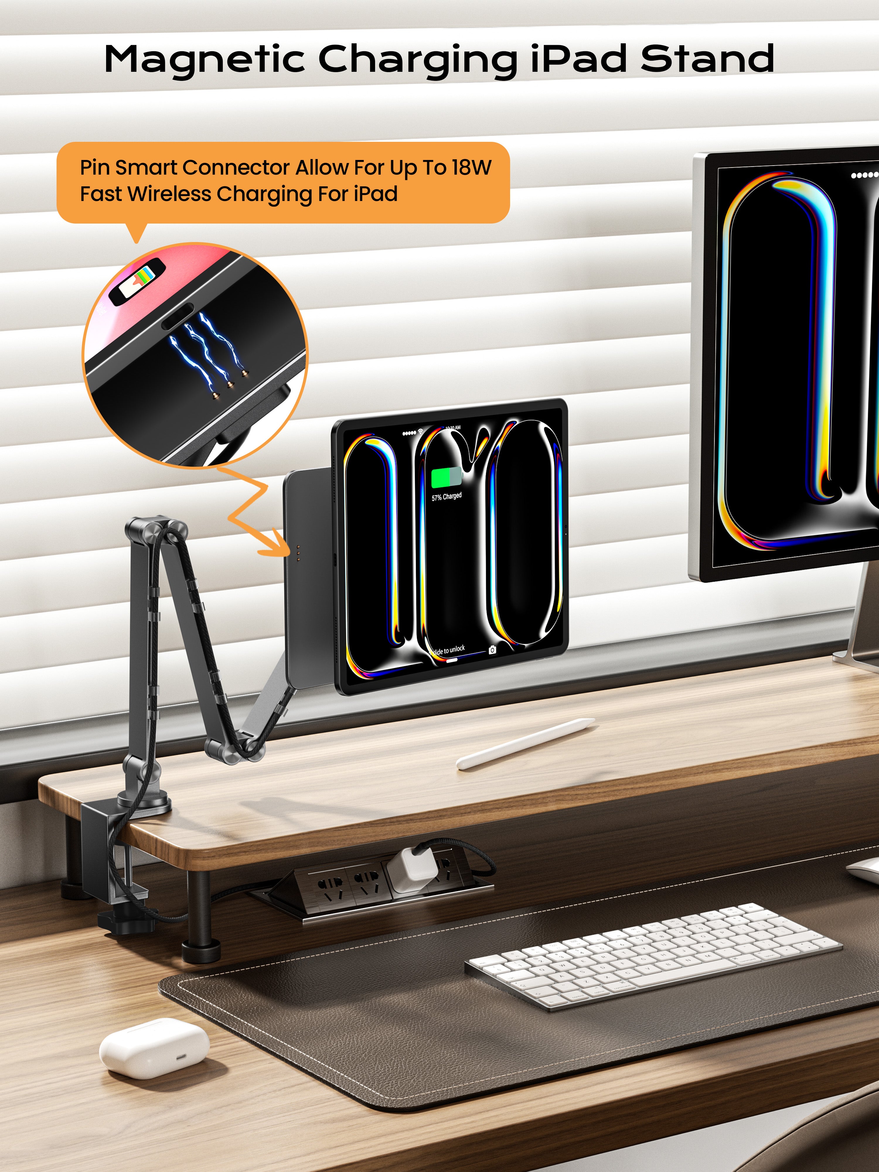 Foldable Magnetic Charging Mount for iPad