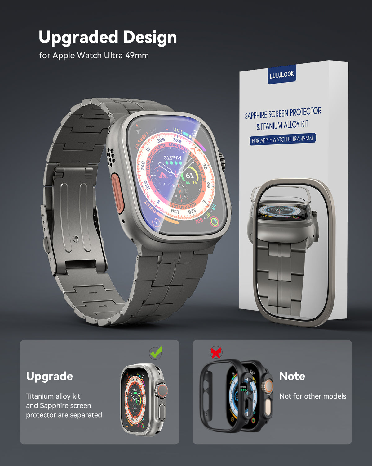 Sapphire Tempered Glass with Titanium Frame for Apple Watch Ultra