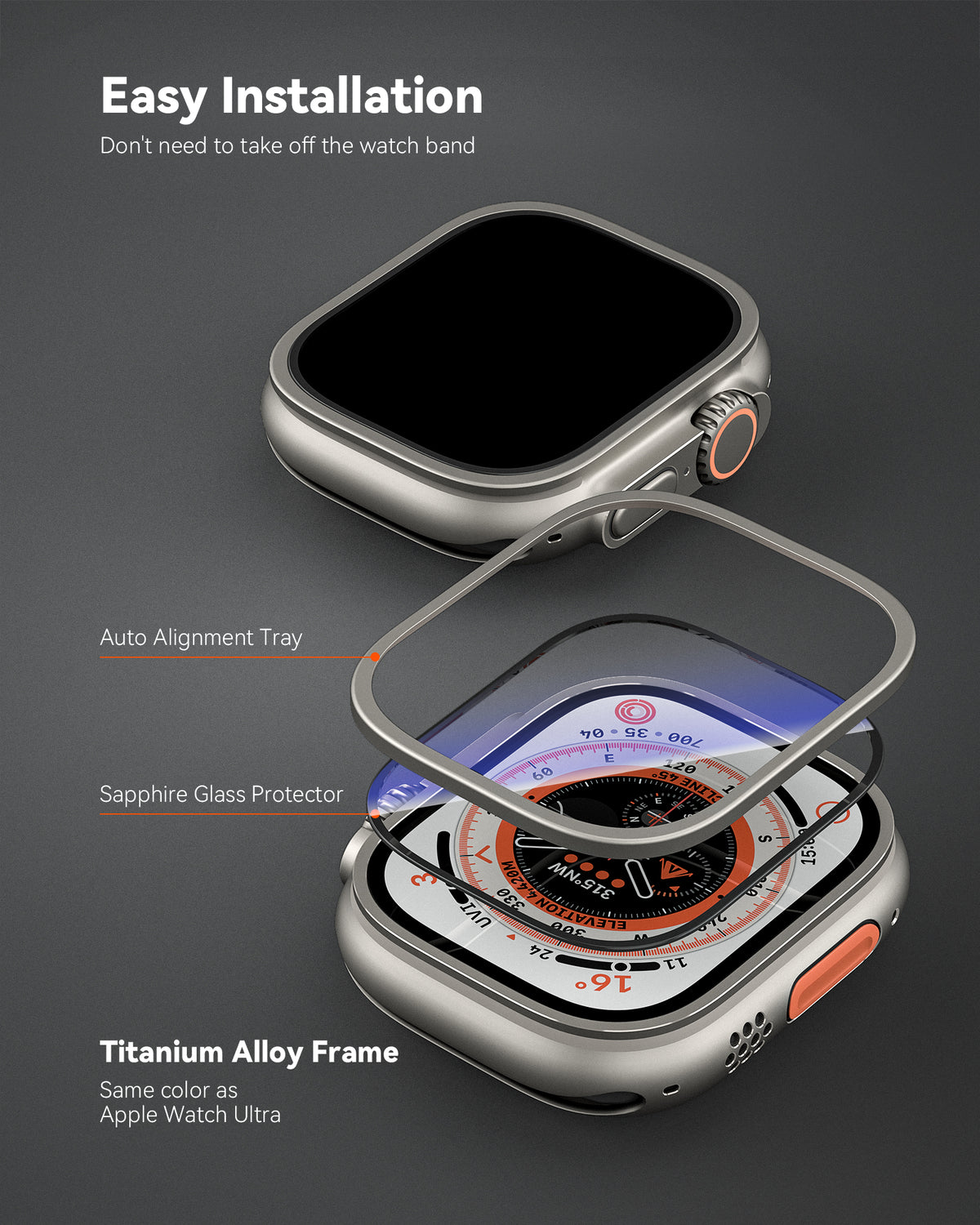 Sapphire Tempered Glass with Titanium Frame for Apple Watch Ultra