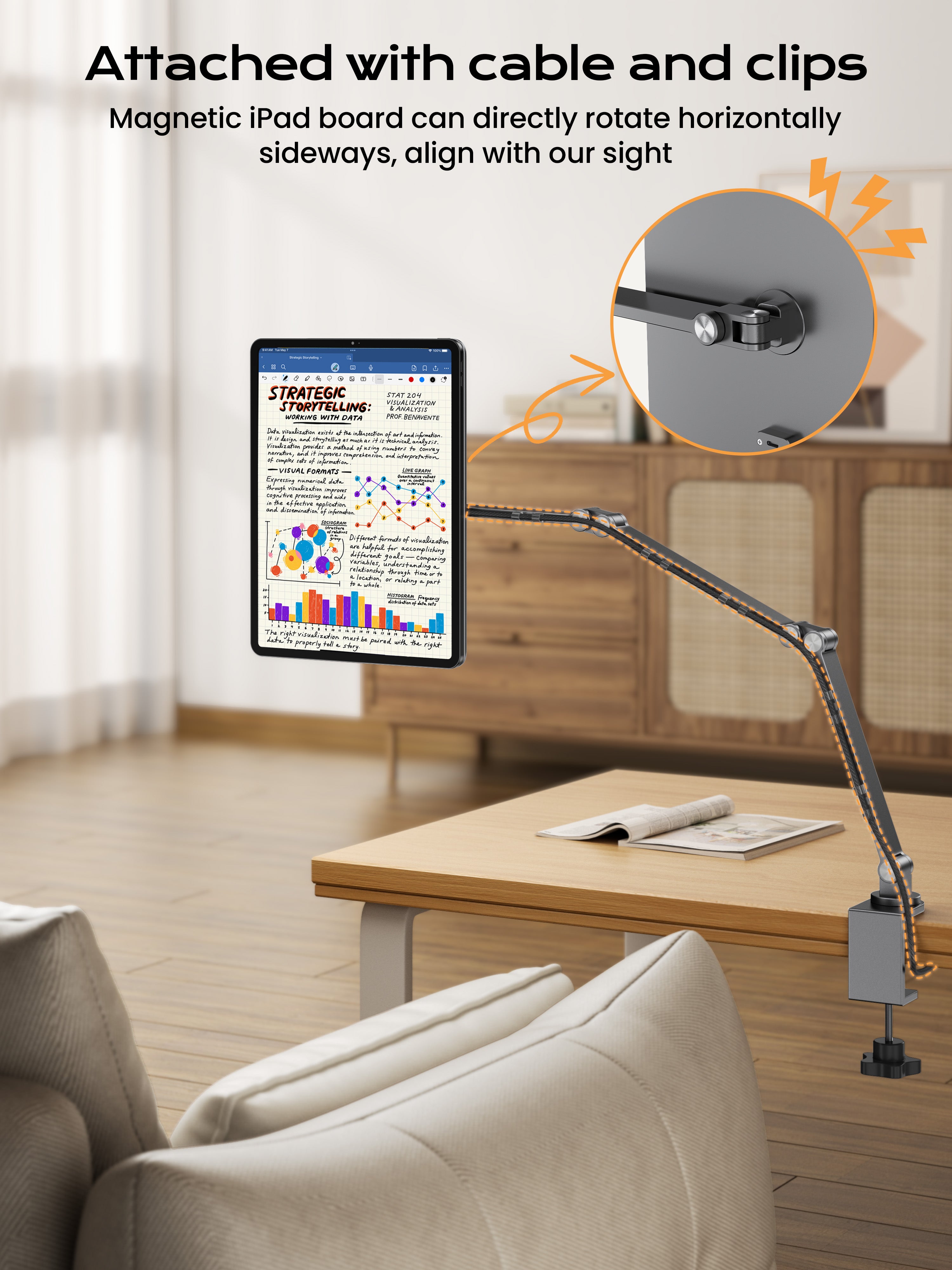 Foldable Magnetic Charging Mount for iPad