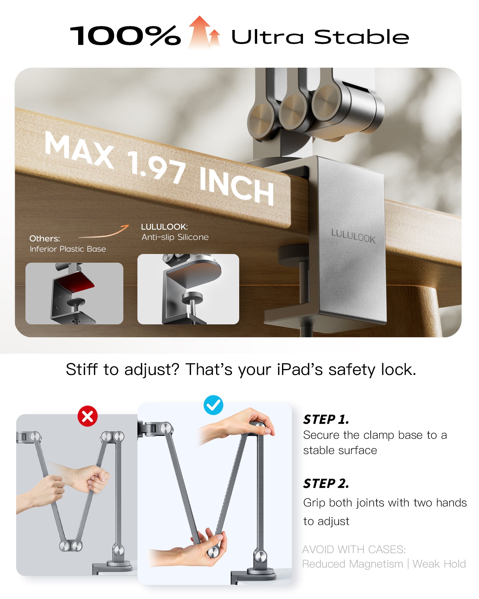 Foldable Magnetic Arm Mount Stand for iPad