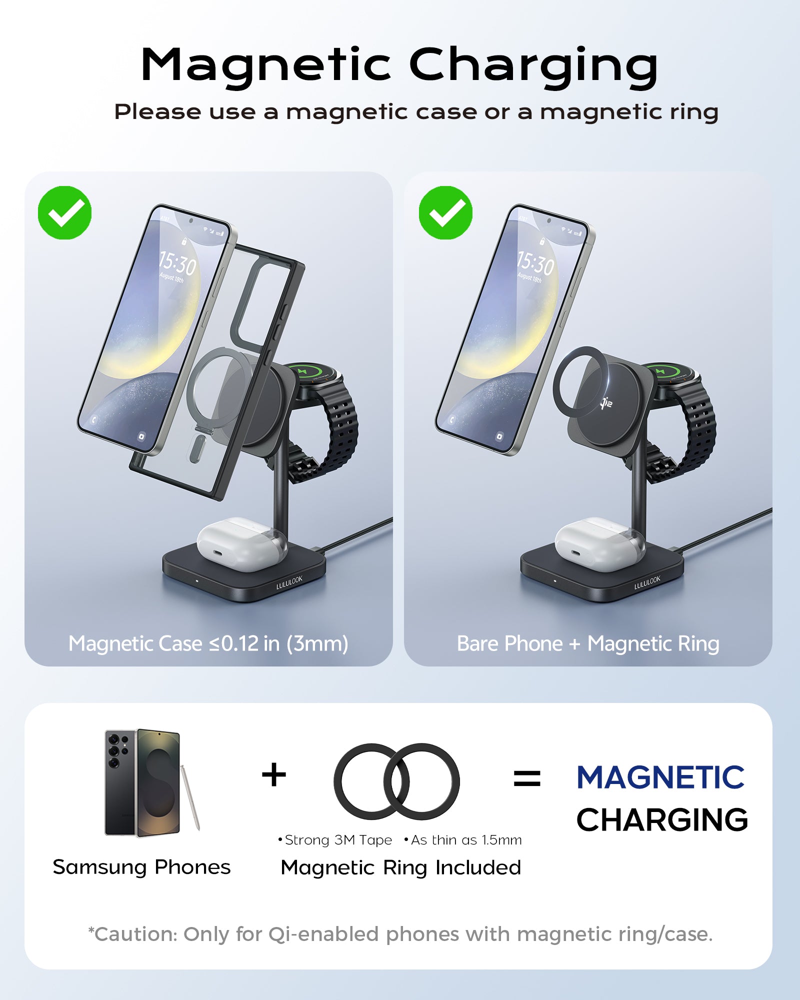 Ultra-Rise Qi2 3 in 1 Wireless Charging Station For Samsung