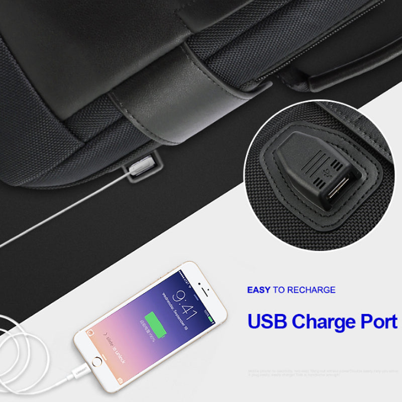 Leather Backpack with USB Port