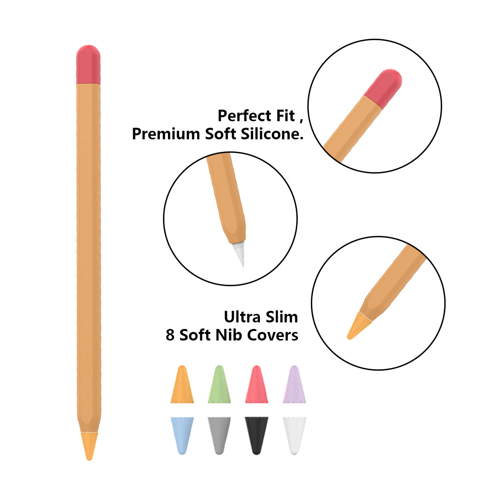 Silicone Case with 8 Nib Covers For Apple Pencil 2