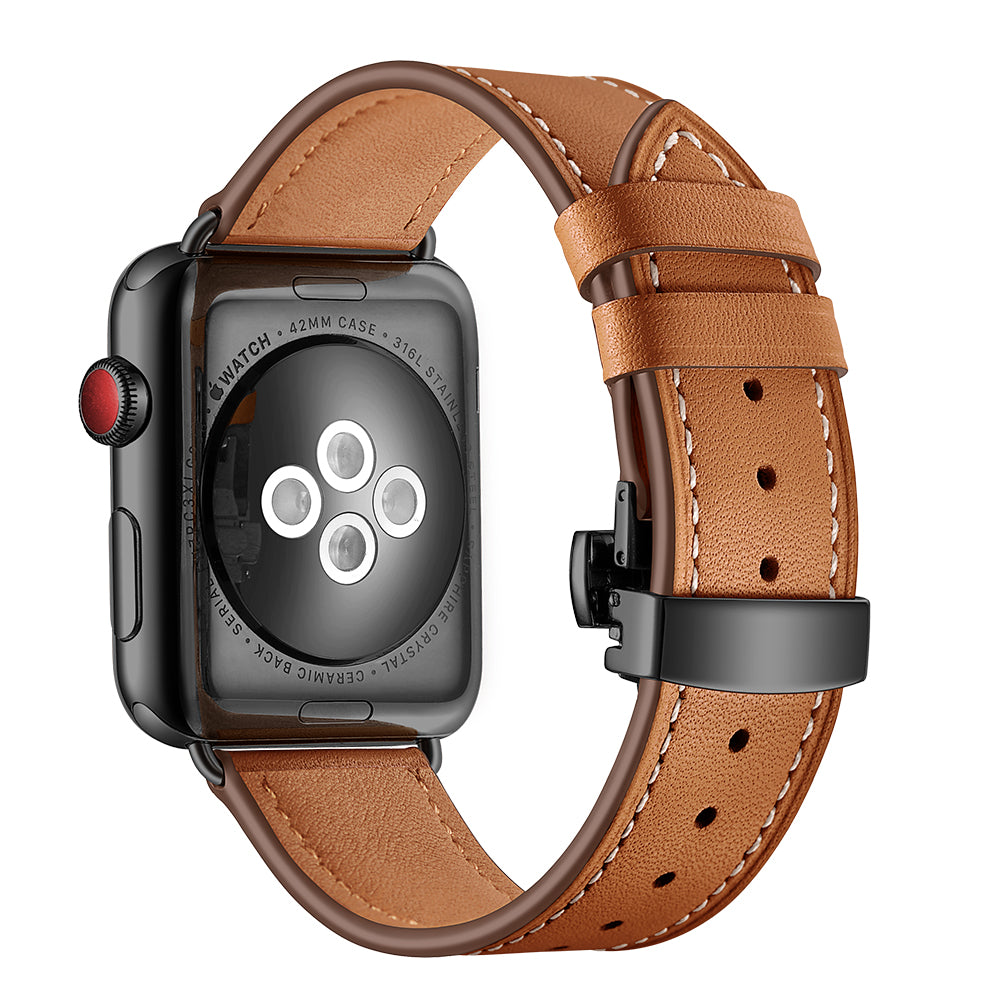 Leather Deployant Band for Apple Watch