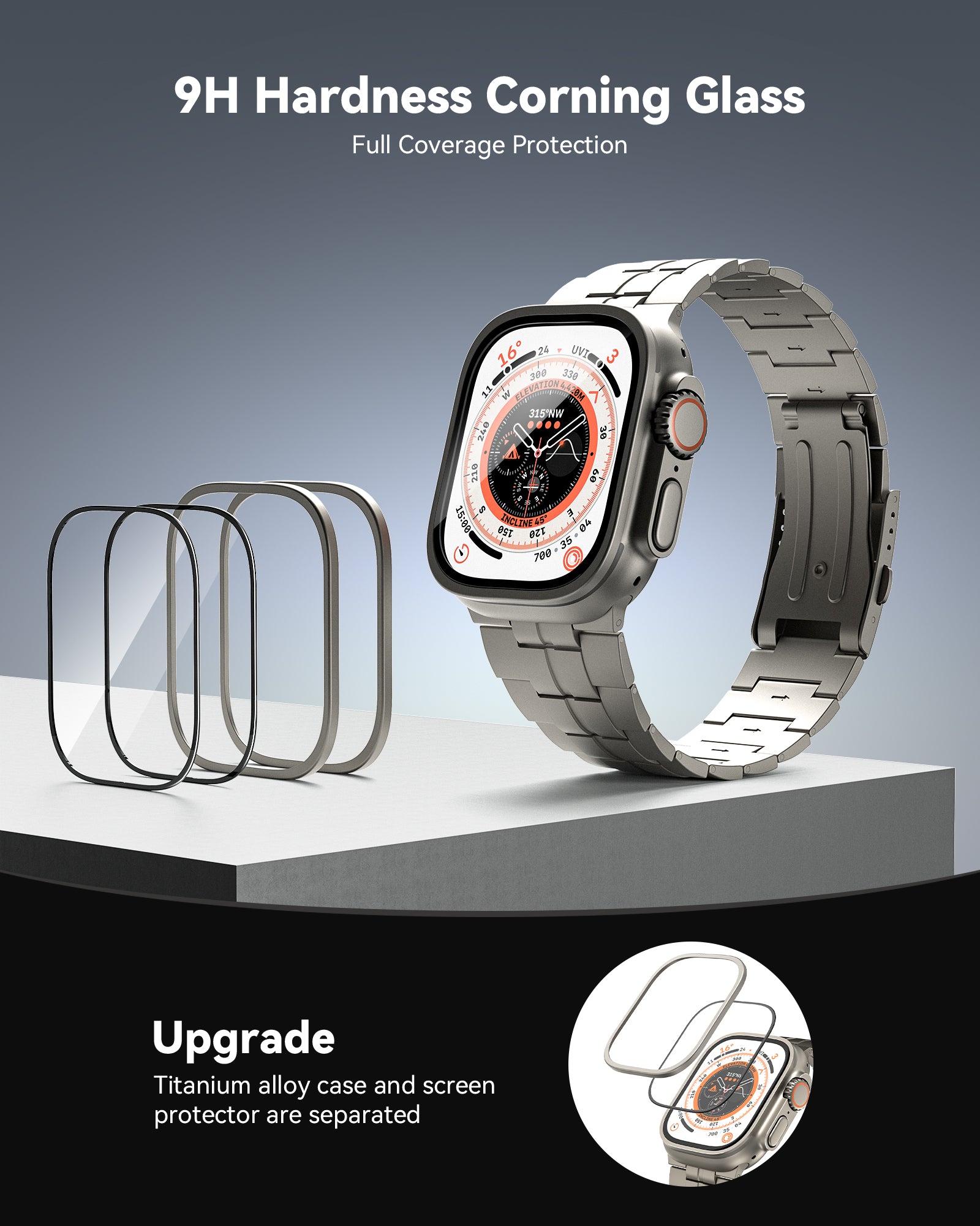 Tempered Glass Screen Protector for Apple Watch Ultra-2 Pack