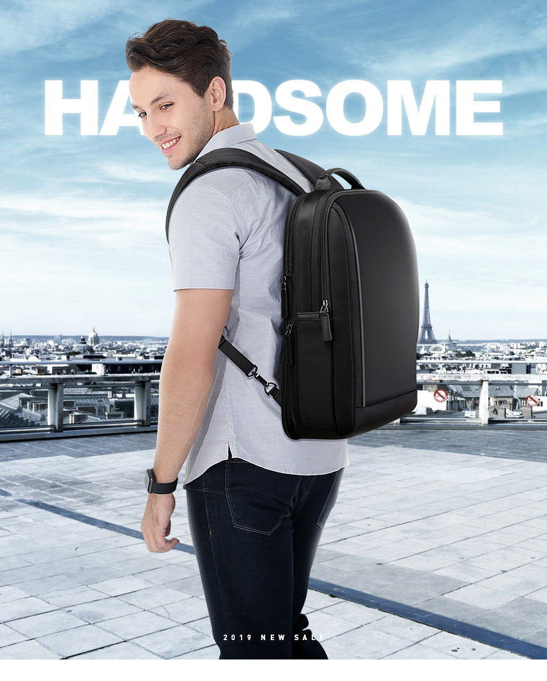 Leather Backpack with USB Port