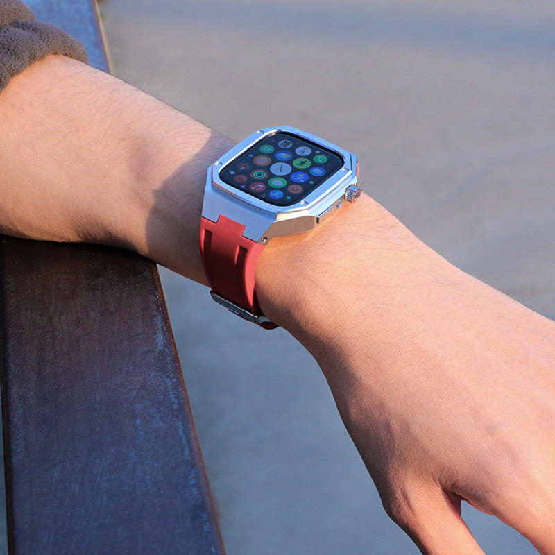 Metal Case+Rubber Silicone Band For Apple Watch