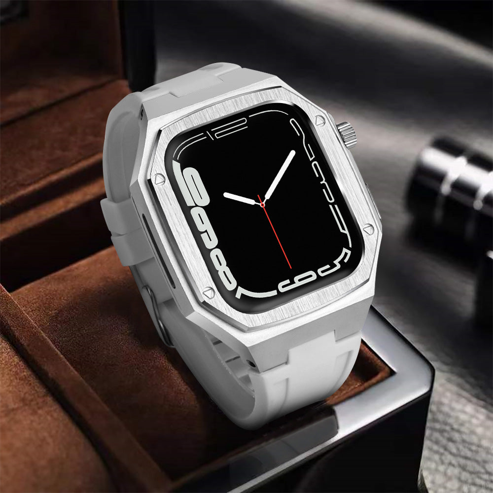Metal Case+Rubber Silicone Band For Apple Watch