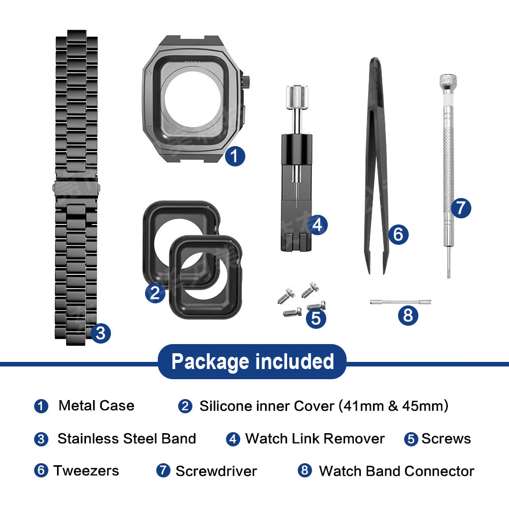 Metal Case + Stainless Steel Band for Apple Watch