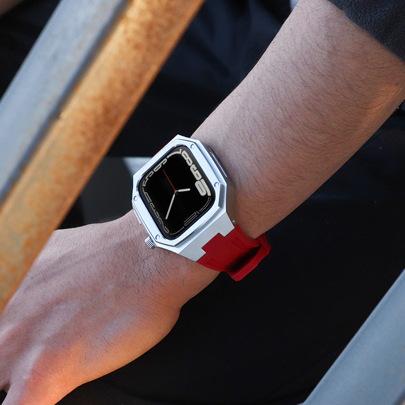 Metal Case+Rubber Silicone Band For Apple Watch