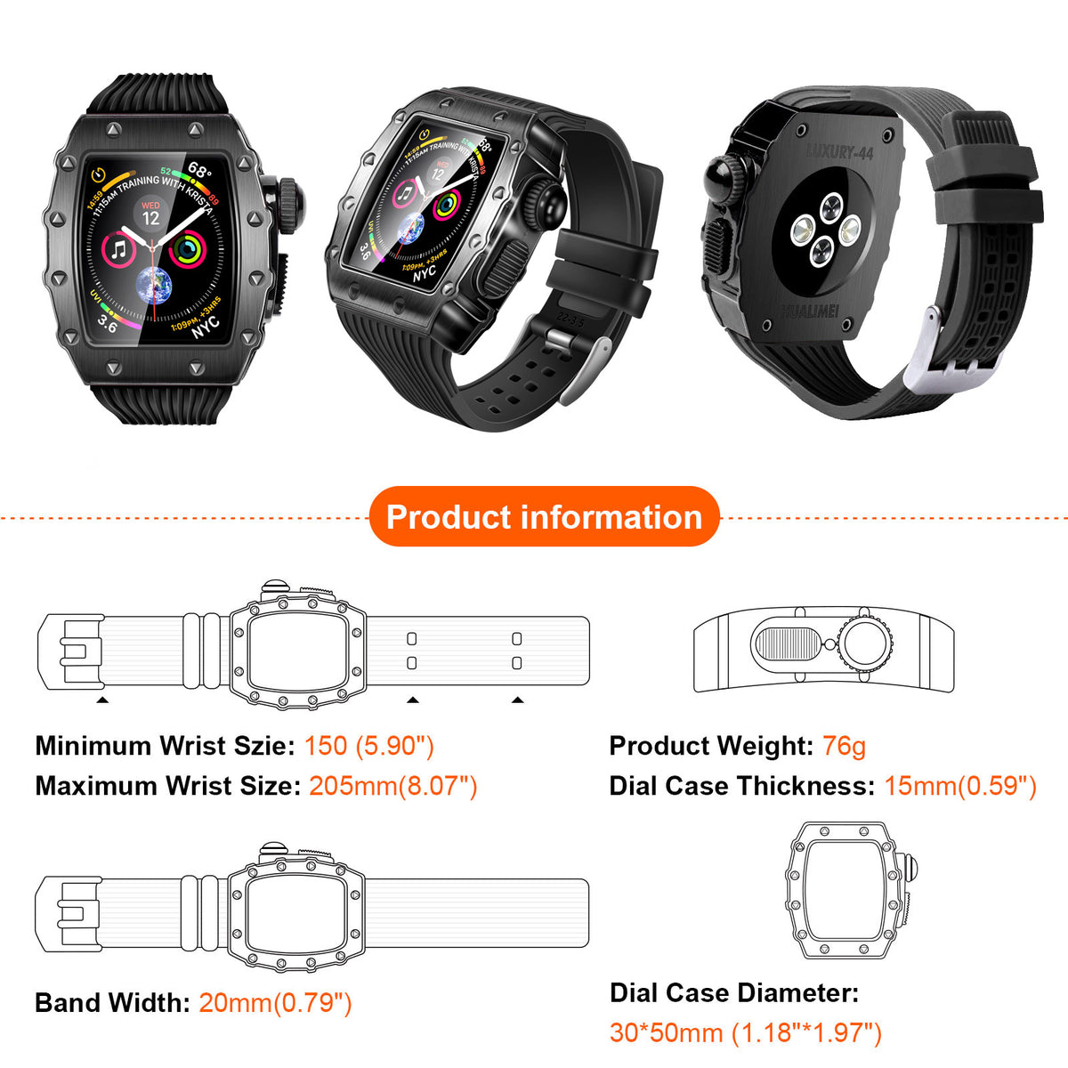 Apple Watch Rugged Metal Bumper + TPU Strap